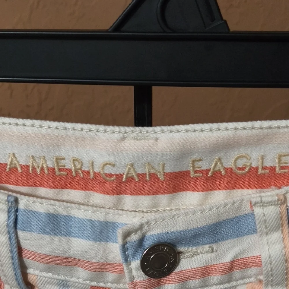 American Eagle Women's Multicolor Striped High Waisted Mom Jeans Size 0